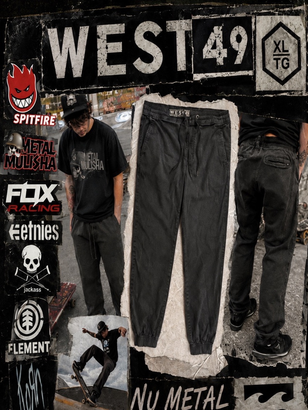 🔥Y2K | West 49 | Skate Joggers XL | 2000s Grunge | Skatewear | Street